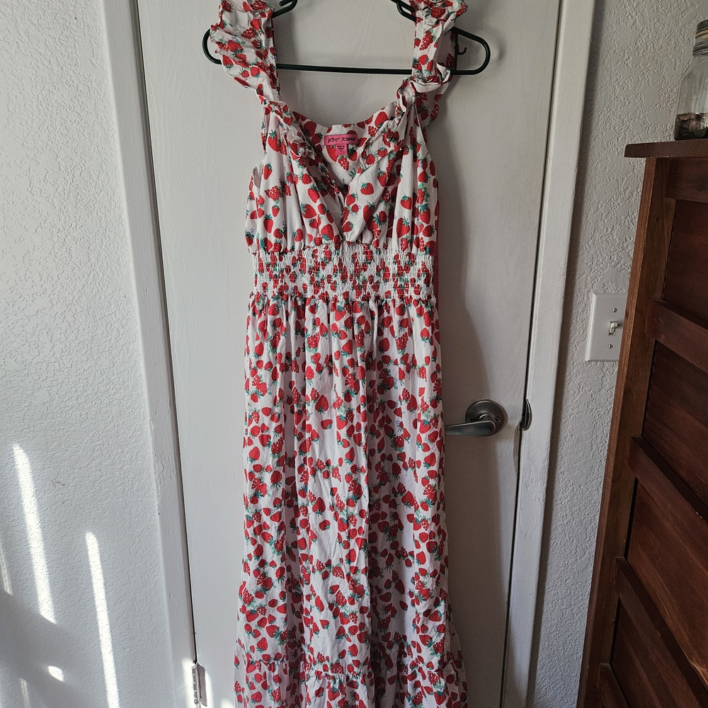 Betsey Johnson Red and White Floral Maxi Dress